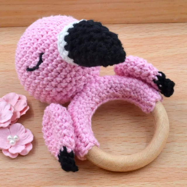 Hochet en crochet en forme d'animal, jouet doux pour enfants, flamant rose,...
