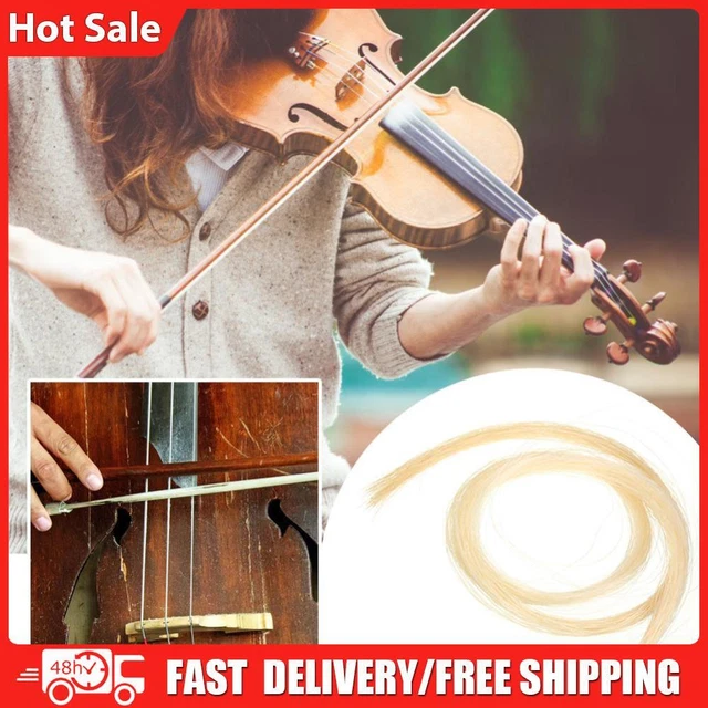2 Hank Universal Yellow+White Stallion Horse Hair for Violin Bow Instrument Part