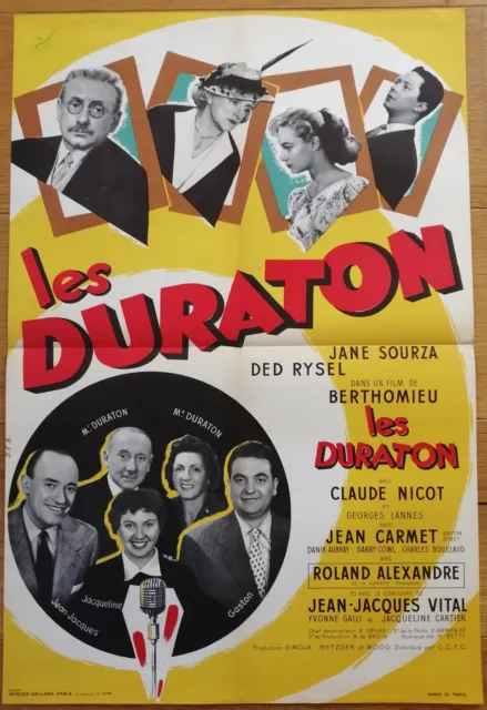 LES DURATION jane sourza affiche cinema originale 40x60 cm '55