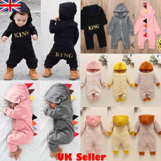 Newborn Baby Infant Boy Girl Hooded Romper Outfits Bodysuit Jumpsuit Clothes Set