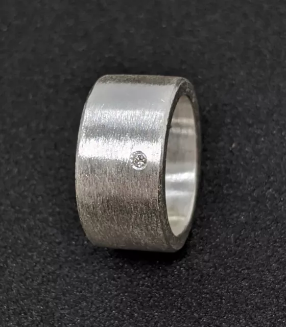 10 mm breiter  Silberring Bandring, Diamant Silber 925 Damenring  Flamere Design