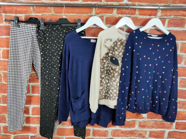 GIRLS BUNDLE AGE 9-10 YEARS ZARA M&S etc LEGGINGS JUMPER TOP KNIT ANIMAL 140CM