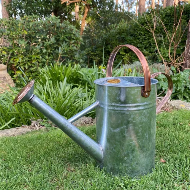 4.5 Litre Silver & Copper Style Trim Metal Garden Watering Can