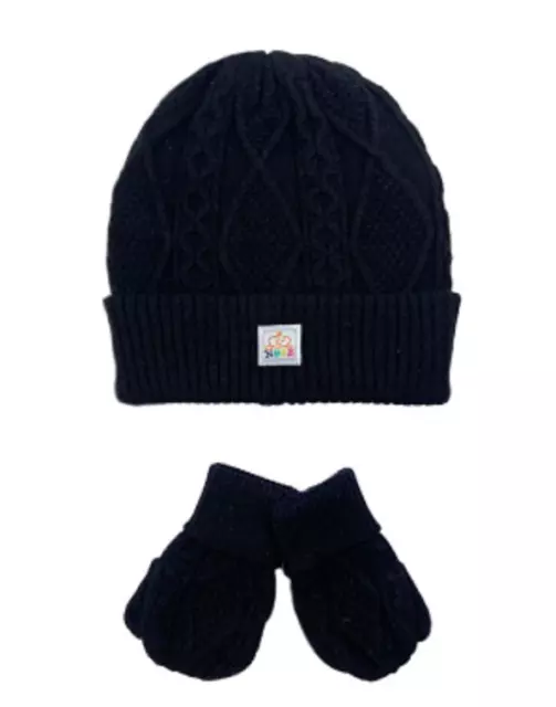 NYGB™ Infant Size 2-Piece Fisherman Cable Knit Hat and Mitten Set in Black