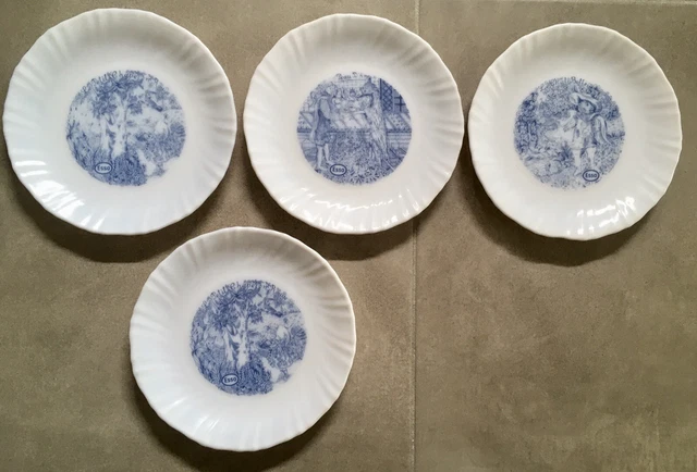 lot 4 Assiettes à dessert Arcopal Vintage avec Fleurs , rose