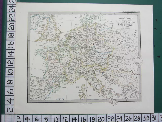 Historische Karte + Text ~ Central Europa Saxon & Fränkische Emperors 911-1137