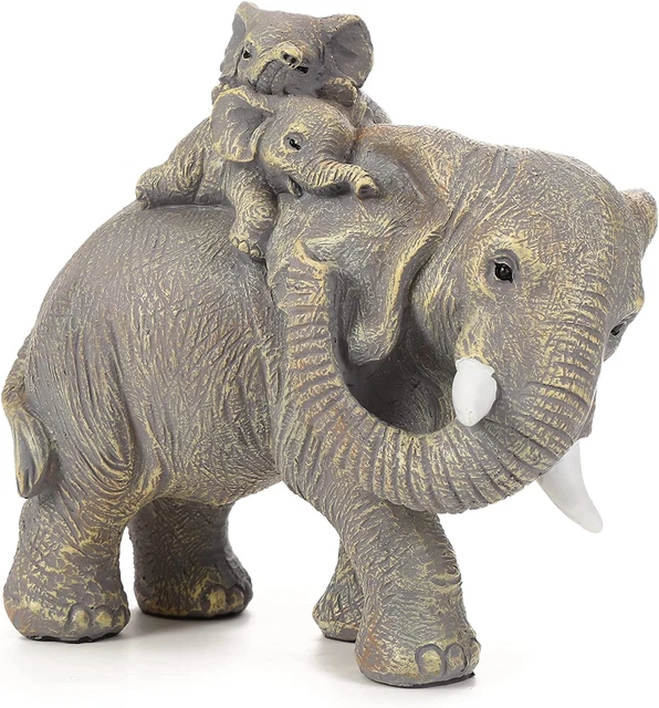 Good Luck Elephant Figurines Home Décor Elephant Carries Two Calves on Its Back