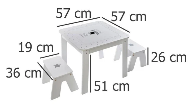 Tavolo Con Contenitore per Cameretta Dei Bambini,Set Bambini Mdf-Hocker -