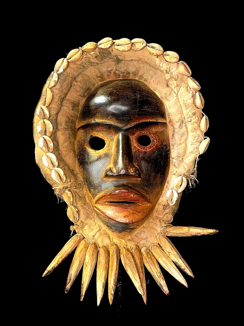 African Tribal Face Mask Wood Hand Carved Vintage Wall Hanging Dan Mask-6605