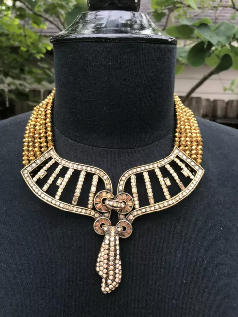 Signed Heidi Daus Gold Beads Crystal Necklace Beyond Beautiful Sold Out Pc Wow!!