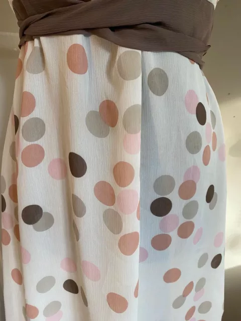 Marks and Spencers Damen weiß rosa und braun dünner Riemen gefleckt Kleid Größe 16 2