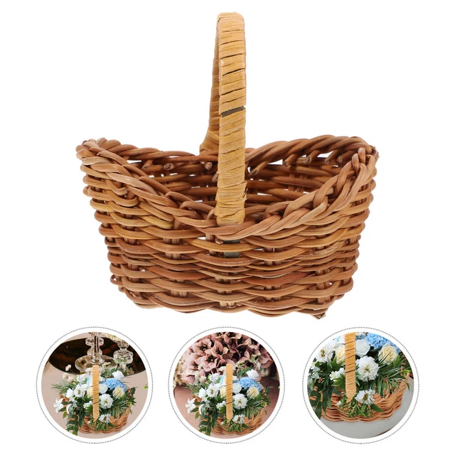 20 Mini Paniers En Osier Plastique Avec Anse - 4x6,5 Cm - Décoration Miniature, Maison De Poupée, Mariage - 6