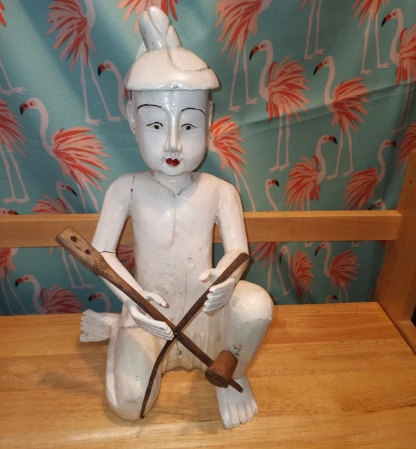 Hand Carved Wooden Burmese Statue? Beautiful Heavy 10