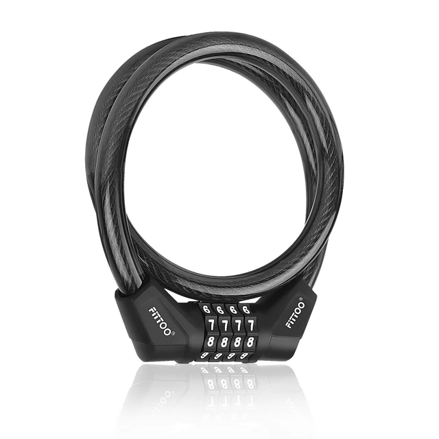 FITTOO Bike Bicycle Code Lock Cycling Combination Cable  Lock 4 Digital12X650mm