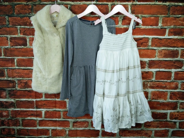 Girls Bundle Age 8-9 Fat Face John Lewis Next Faux Fur Gilet & Dress X2 134Cm