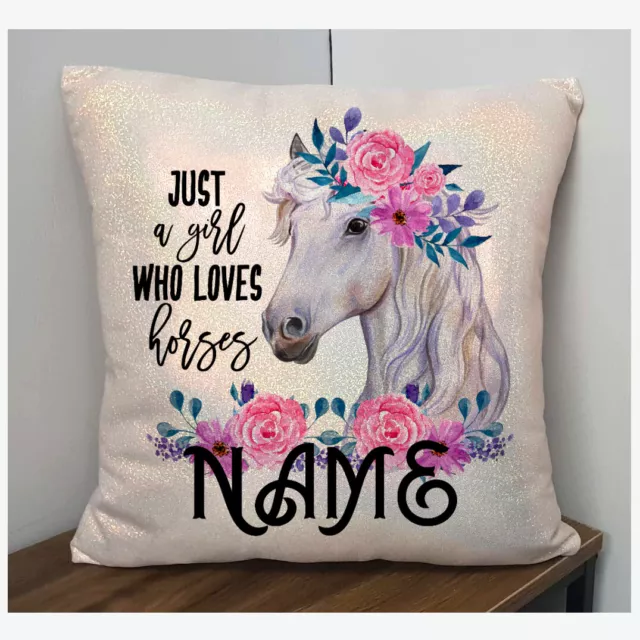 Personalised Horse Cushion Cover Glitter