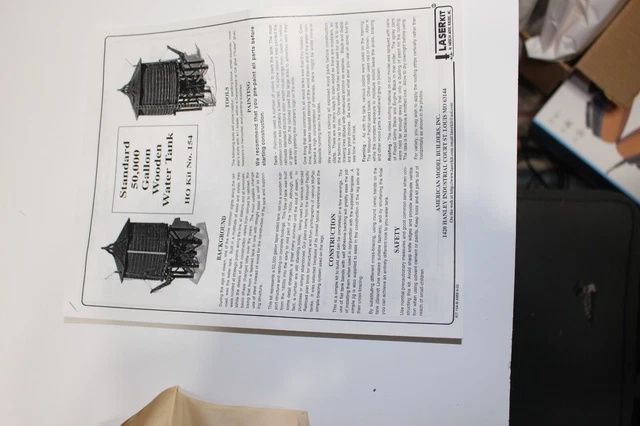 HO Laserkit #154 50,000 Gal Wooden Water Tank New Parts in Factory Sealed Bag 2