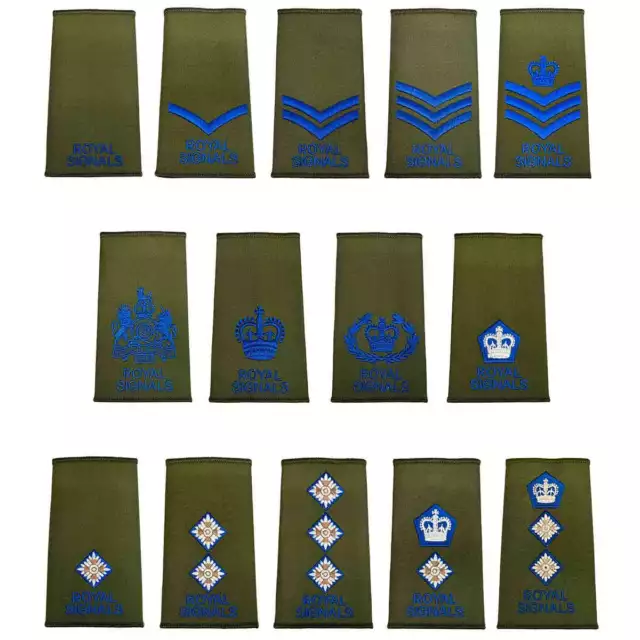 Royal Signals Olive Green Rank Slides (Pair)