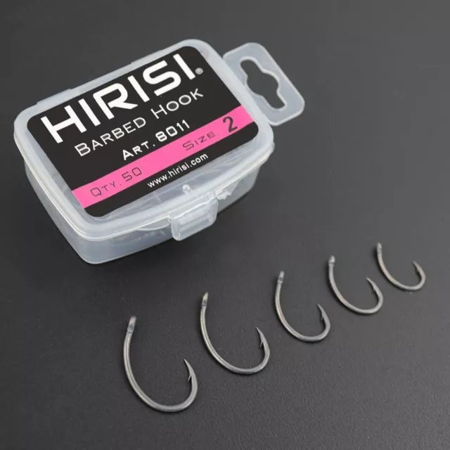 HIRISI 50x Barbed Hooks with Hair Rigs for Portable Carp Fishing Tackle Tools