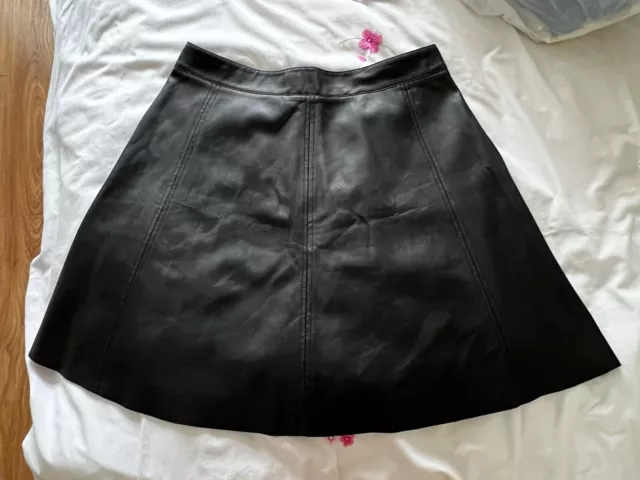 H&M Black Faux Leather Skirt Size 14