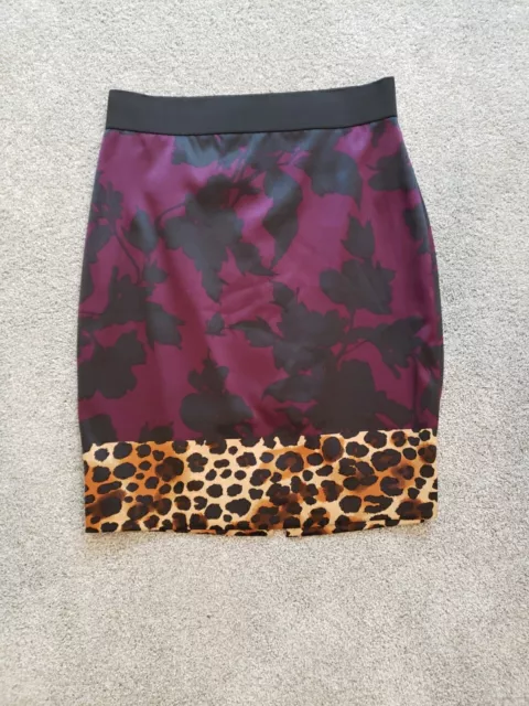 Express Womens Purple Floral Leopard Print Hem Pencil/Straight Skirt Size 6