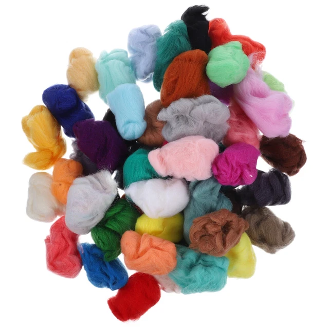 50 piezas tiras de lana de colores suministros de fieltro de agujas portátiles