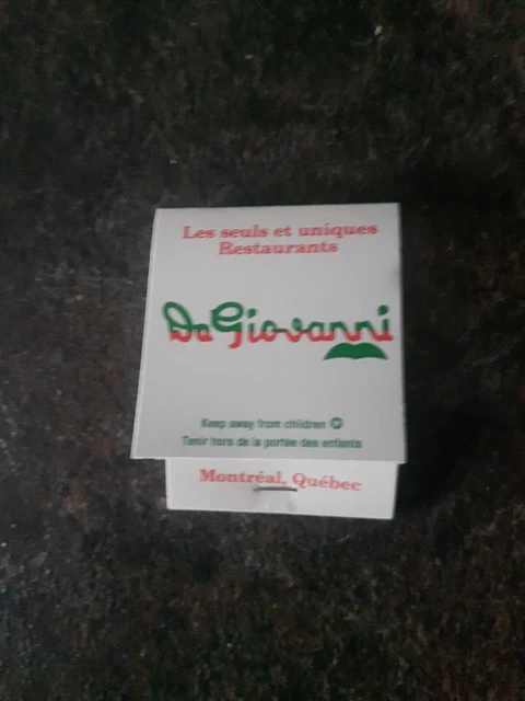 Da Giovanni Restaurants Montreal Quebec Matchbook Cover