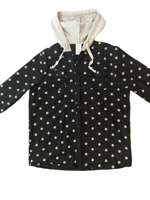Jack Skellington / Nightmare Before Christmas Hooded Flannel. Men’s Large