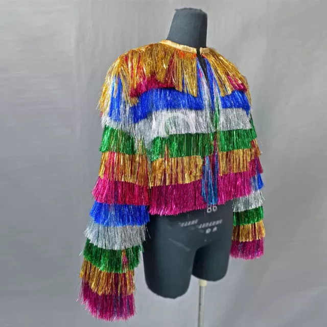 Party Show Colorful Fringe Coat Costume Female Dancer Stage Performance Costume