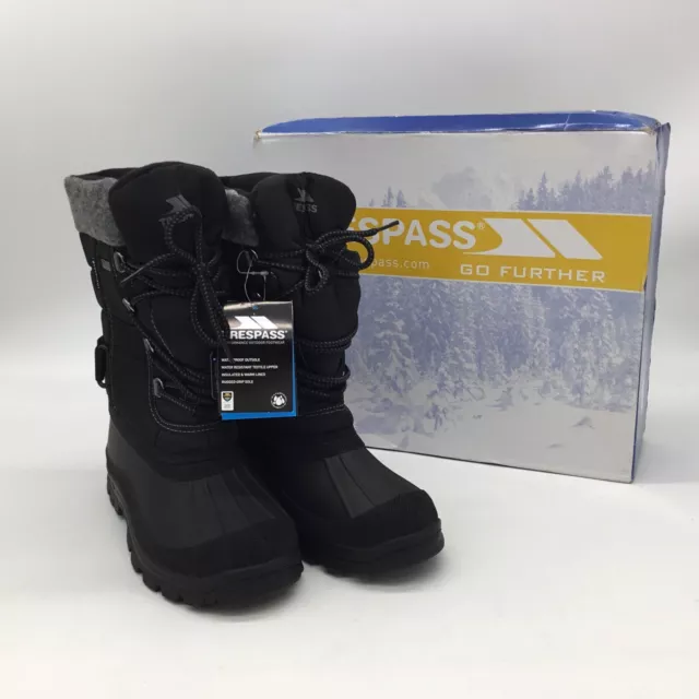 Stivali da neve Trespass taglia 4 UK nuovi con etichette & scatola originale Strachan - Giovani