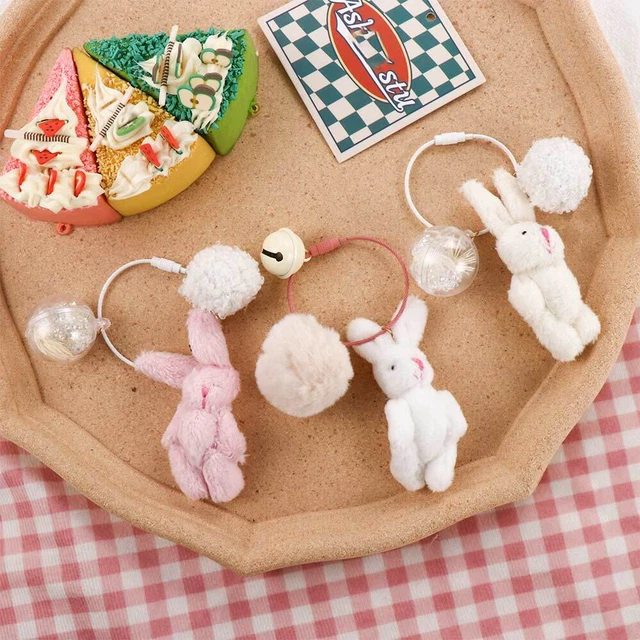 Lovely Rabbit Cute Plush Doll Keychain Bell Key Chains Key Ring Bag Accessories