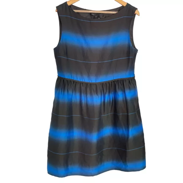 MARC by Marc Jacobs Lida Ombre Striped Dress Blue Aster Women Sz 12 Silk Cotton