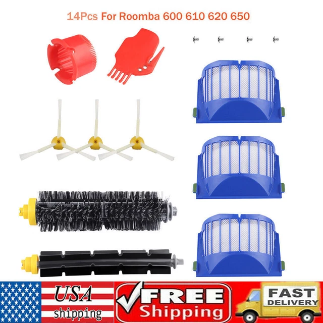 14Pcs Filter Brush Kit For iRobot Roomba 600 620 630 650 660 614 618 620 Series