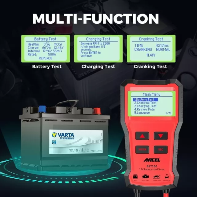 ANCEL BST100 12V Batterietester Digital PKW KFZ Diagnosegerät Akku Testgerät DE 3