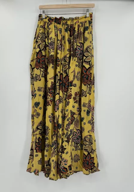 Free People Intimately Take It Easy Womens Yellow Printed Wide Leg Pants Sz M