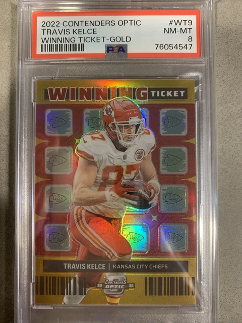 2022 Panini Contenders Optic Travis Kelce Winning Ticket GOLD #’d /10 PSA 8 🔥🔥