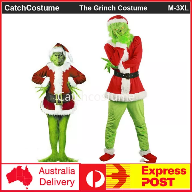 Adults The Grinch Costume Xmas Party Cosplay Christmas Santa Fancy Dress Outfits