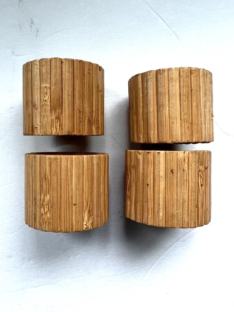 Set of 4 Vintage Audrey MCM Round Wood Bamboo Napkin Rings 1.75" Wide Outside