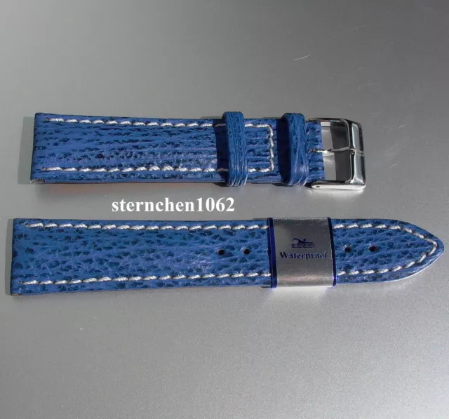 Barington * Hai * blau * Haifisch Lederband für Uhren * Uhrenarmband* 18 - 22 mm