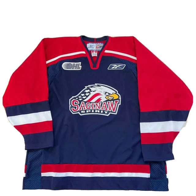 Vintage Saginaw Spirit Hockey Jersey Adult XXL Reebok CCM OHL CHL Michigan Mens