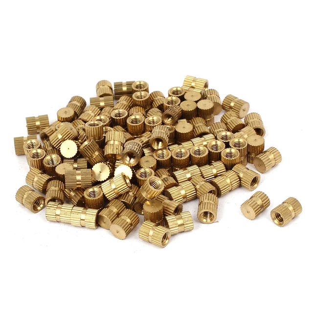 M4 x 8mm, 6,3 od ottone Inserto filettato annegamento zigrinate dado 100pz