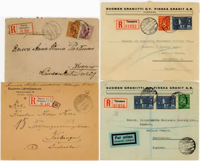 Finland 1912-38 Registered 4 Covers