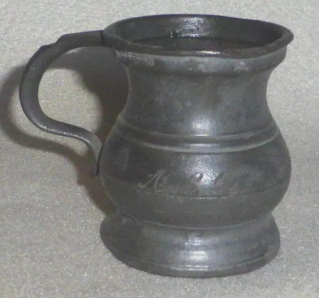 Antique Victorian Pewter 1/2 Quartern/Gill Measuring Jug, Unusual  Inscription