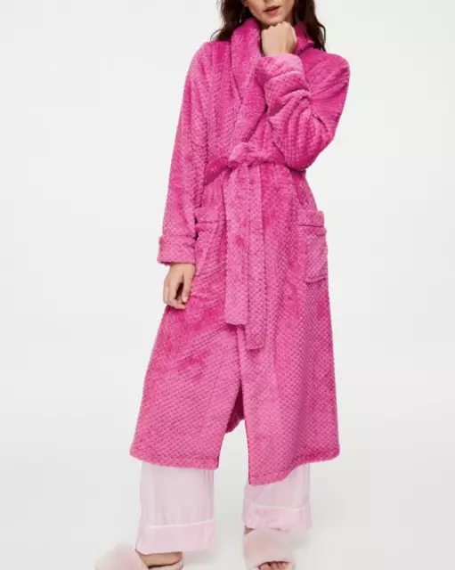 New Peter Alexander Womens Long Rose Pink Jacquard Dressing Gown Large L Rp$109