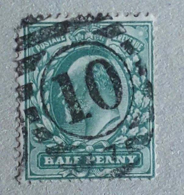 GB 1902 KEV11 SG216 1/2d blue-green GU Duplex 10 cancel