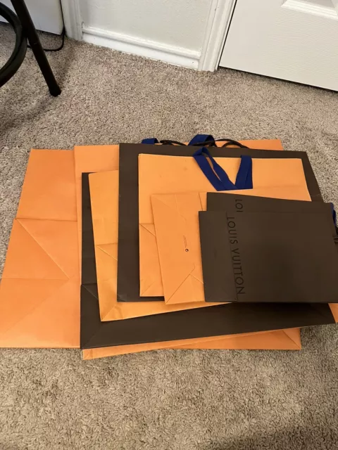 LOUIS VUITTON Authentic Paper Shopping Bag Medium Orange SIZE 14 x 10 X 4.25
