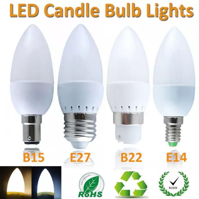 LED Candle Light Bulbs 3W 5W E14 E27 B15 B22 Energy Save Lamp Cool/Warm White UK