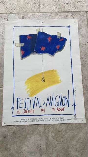 RARE AFFICHE ORIGINALE ANCIENNE FESTIVAL D’AVIGNON 1989 Chambas FRENCH VINTAGE