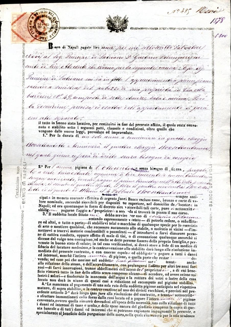 FEDE di CREDITO-BANCO di NAPOLI 1878-PRINCIPE GAETANO FILANGIERI