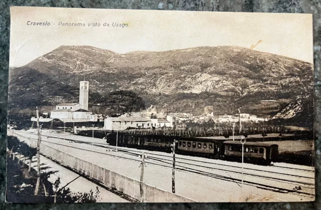 Travesio Panorama Treno In Primo Piano Formato Piccolo Viaggiata 1938 Pordenone